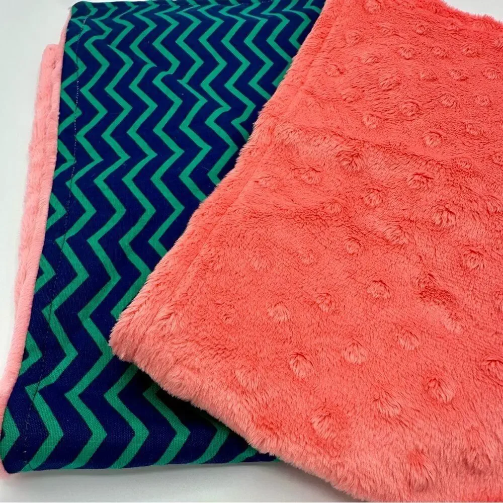 Coral and Teal Chevron Burp Cloth  Set (766)
